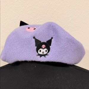 Purple Beret with Cute Character Design